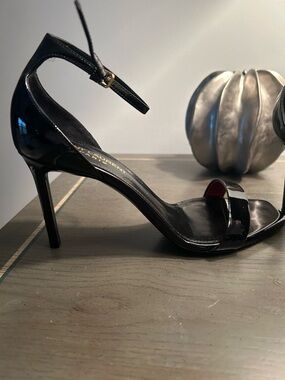 Saint Laurent Black Patent Ankle-Strap Sandal